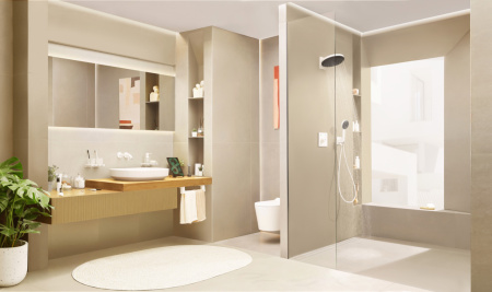 Внешняя часть смесителя для раковины hansgrohe Tecturis S скрытого монтажа, EcoSmart+, 73350700, матовый белый