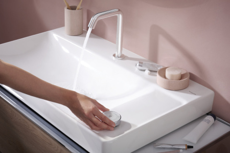 Смеситель для раковины hansgrohe Tecturis S 150 CoolStart EcoSmart+, с донным клапаном, 73353000, хром