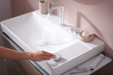 Смеситель для раковины hansgrohe Tecturis S 150 CoolStart EcoSmart+, с донным клапаном, 73353000, хром