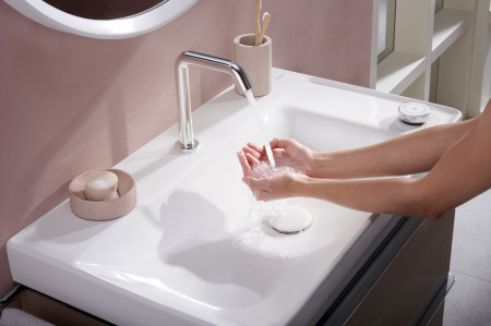Смеситель для раковины hansgrohe Tecturis S 150 CoolStart EcoSmart+, с донным клапаном, 73353000, хром