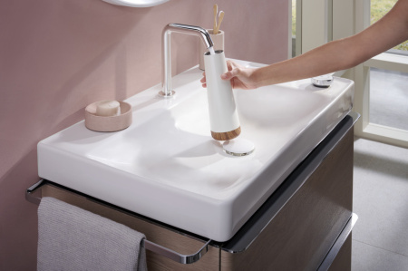 Смеситель для раковины hansgrohe Tecturis S 150 CoolStart EcoSmart+, с донным клапаном, 73353000, хром
