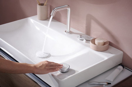 Смеситель для раковины hansgrohe Tecturis S 150 CoolStart EcoSmart+, с донным клапаном, 73353000, хром