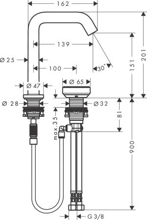 Смеситель для раковины hansgrohe Tecturis S 150 CoolStart EcoSmart+, с донным клапаном, 73353000, хром