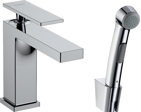 Смеситель для раковины hansgrohe Tecturis E 110 с гигиеническим душем и душевым шлангом, 73210000, хром