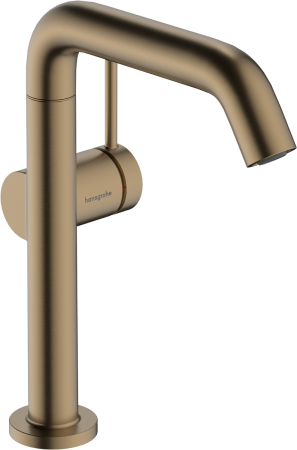 Смеситель для раковины hansgrohe Tecturis S 210 Fine, CoolStart, EcoSmart+, cо сливным гарнитуром Push-Open, 73360140, шлифованная бронза