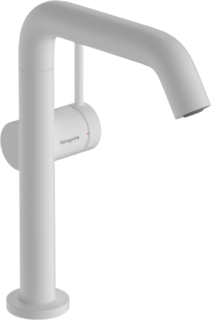 Смеситель для раковины hansgrohe Tecturis S 210 Fine, CoolStart, EcoSmart+, cо сливным гарнитуром Push-Open, 73360700, матовый белый