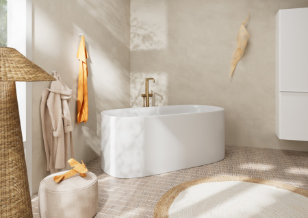 Смеситель для ванны hansgrohe Tecturis S напольного монтажа, 73440140, шлифованная бронза