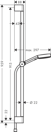 Душевой гарнитур hansgrohe Pulsify Select S 105 3jet Relaxation cо штангой 90 см 24170000, хром