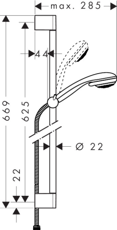 Душевой гарнитур hansgrohe Crometta 85 2jet Vario со штангой 65 см 27763000, хром