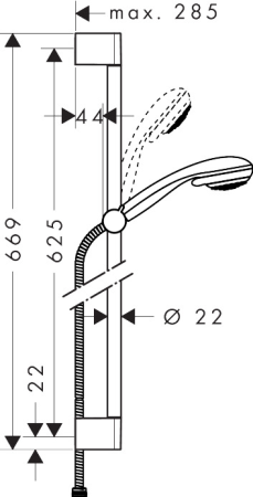 Душевой гарнитур hansgrohe Crometta 85 1jet Mono со штангой 65 см 27728000, хром