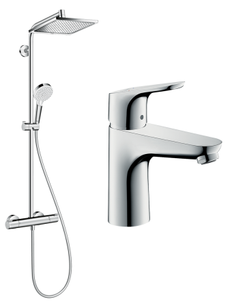 Готовый набор для душа hansgrohe Crometta со смесителем для раковины Focus HG-PR81, хром