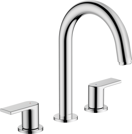 Смеситель для раковины hansgrohe Vernis Shape 150 на 3 отверстия, со сливным гарнитуром 71563000, хром