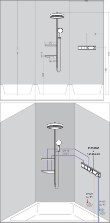 Душевая система hansgrohe Rainfinity 360 1jet скрытого монтажа без смесителя 26842700, матовый белый
