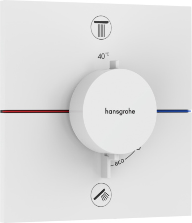 Внешняя часть термостата hansgrohe ShowerSelect Comfort E для скрытой установки на 2 функции, 15572700, матовый белый