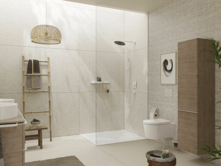 Внешняя часть термостата hansgrohe ShowerSelect Comfort E для скрытой установки на 2 функции, 15572700, матовый белый