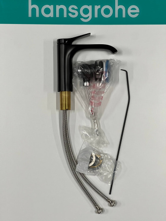 Смеситель для раковины hansgrohe Vivenis 110 со сливным гарнитуром, 75020670/U, матовый черный, уцененный товар