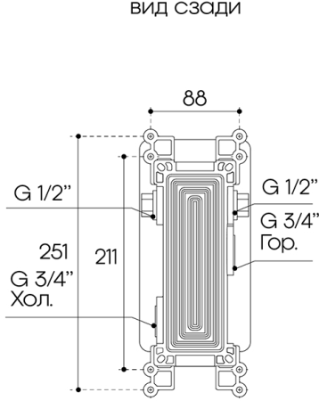 Термостат Aqueduto ACENO ACE0250 скрытого монтажа, шлифованное золото