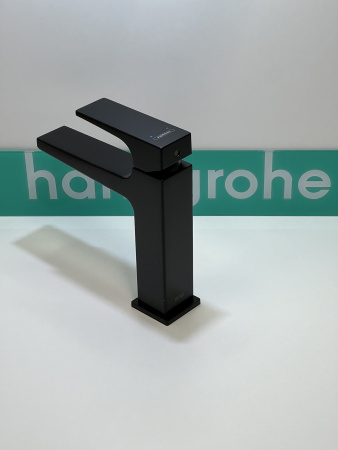 Смеситель для раковины hansgrohe Metropol 110 со сливным клапаном Push-Open 32507670/U, матовый черный, уцененный товар