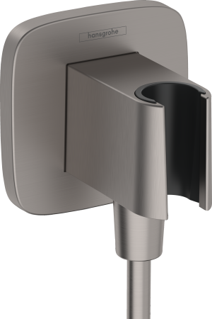 Шланговое подключение hansgrohe FixFit Porter Q с держателем для душа 26887340, шлифованный черный хром