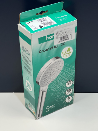 Ручной душ hansgrohe Crometta 100 1jet EcoSmart 26333400/U1, белый/хром, уцененный товар