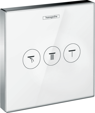 Переключатель потоков для душа hansgrohe ShowerSelect Glass на 3 потребителя 15736400, белый/хром