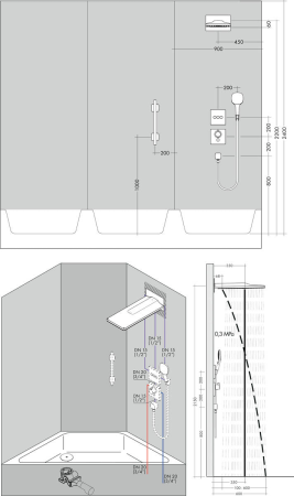 Верхний душ hansgrohe Rainmaker Select 580 3jet с настенным креплением скрытого монтажа 24001600, черный/хром