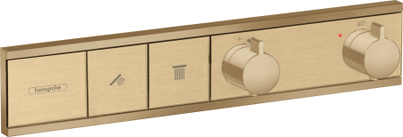 Внешняя часть термостата для душа hansgrohe RainSelect скрытого монтажа на 2 потребителя 15380140, шлифованная бронза