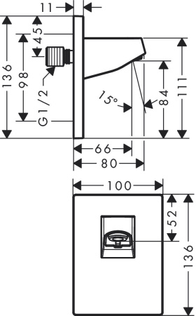 Душевой кронштейн hansgrohe Pulsify 105 настенный 24139000, хром
