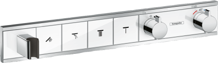 Внешняя часть термостата для душа hansgrohe RainSelect скрытого монтажа на 4 потребителя 15357400, белый/хром