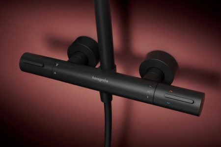 Душевая система hansgrohe Raindance Alive S Puro Showerpipe 300 1jet с Ecostat Element, 24592670, матовый черный