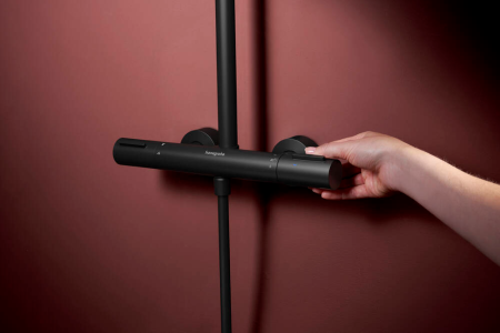 Душевая система hansgrohe Raindance Alive S Puro Showerpipe 300 1jet с Ecostat Element, 24592670, матовый черный