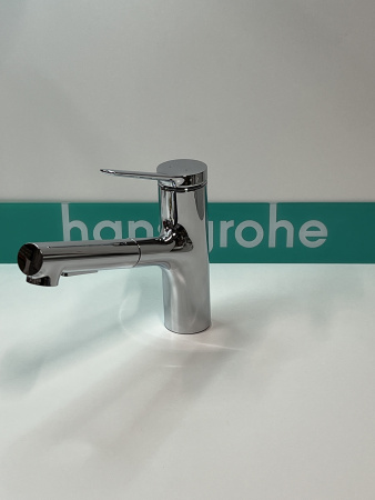 Смеситель для кухонной мойки hansgrohe Zesis M33 150, с вытяжным душем 2jet, sBox lite 74803000/U, хром, уцененный товар