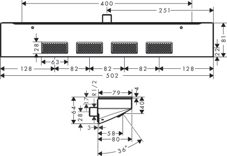 Боковой душ hansgrohe Rainfinity 500 1jet с полкой 26243000, хром