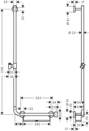 Душевая штанга hansgrohe Unica Comfort 110 см, левосторонняя 26403400, белый/хром