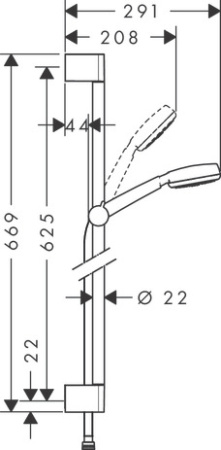 Душевой гарнитур hansgrohe Crometta 100 1jet EcoSmart со штангой 65 см 26655400, белый/хром