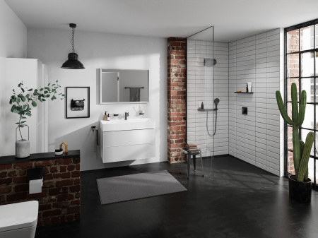 Настенный держатель Hansgrohe Rainfinity Porter 500 с полкой левый, 26843140, шлифованная бронза