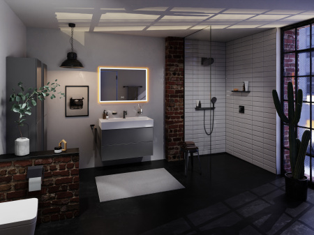 Настенный держатель Hansgrohe Rainfinity Porter 500 с полкой левый, 26843140, шлифованная бронза