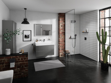 Настенный держатель Hansgrohe Rainfinity Porter 500 с полкой левый, 26843140, шлифованная бронза