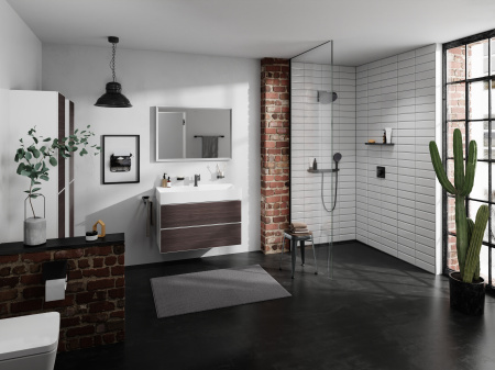 Настенный держатель Hansgrohe Rainfinity Porter 500 с полкой левый, 26843140, шлифованная бронза