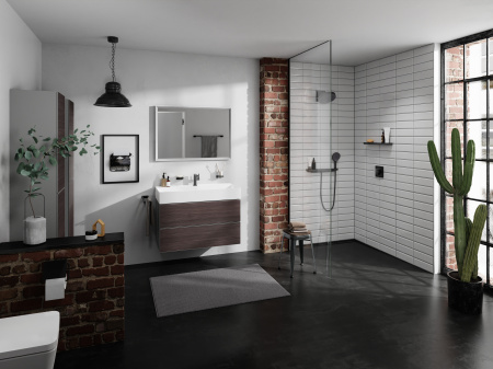 Настенный держатель Hansgrohe Rainfinity Porter 500 с полкой левый, 26843140, шлифованная бронза