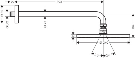 Верхний душ hansgrohe Raindance S 240 1jet с настенным кронштейном 27607000, хром