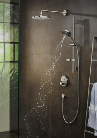 Душевой гарнитур hansgrohe Raindance Select S 120 3jet PowderRain со штангой 65 см и мыльницей 27654000, хром