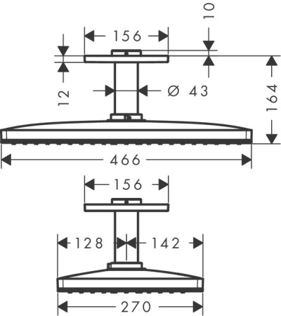 Верхний душ hansgrohe Rainmaker Select 460 1jet с потолочным кронштейном скрытого монтажа 24002400, белый/хром