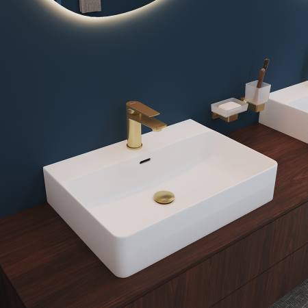 Смеситель для раковины Aqueduto LINHA M-size LIN0250, шлифованное золото