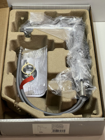 Смеситель для раковины hansgrohe Vernis Blend 190 без сливного гарнитура 71582000/U, хром, уцененный товар