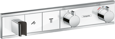 Внешняя часть термостата для душа hansgrohe RainSelect скрытого монтажа на 2 потребителя 15355400, белый/хром