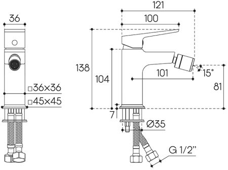 Смеситель для биде Aqueduto CLARO CLA0550, шлифованное золото