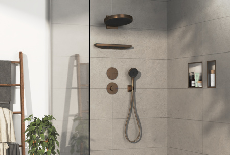 Переключатель потоков hansgrohe ShowerSelect Comfort S для скрытой установки на 3 функции, 15558140, шлифованная бронза
