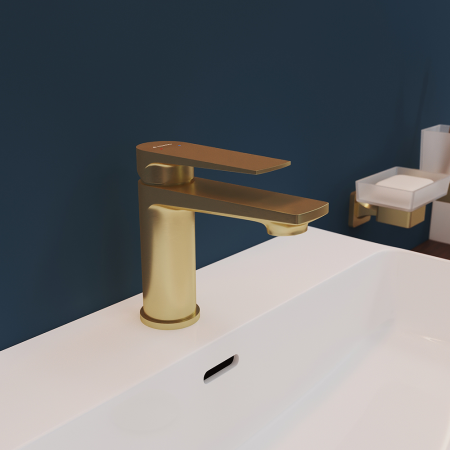 Смеситель для раковины Aqueduto LINHA M-size LIN0250, шлифованное золото