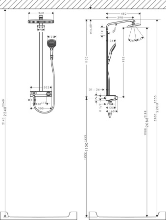Душевая система hansgrohe Raindance E 360 1jet с термостатом ShowerTablet Select 300 27288000, хром
